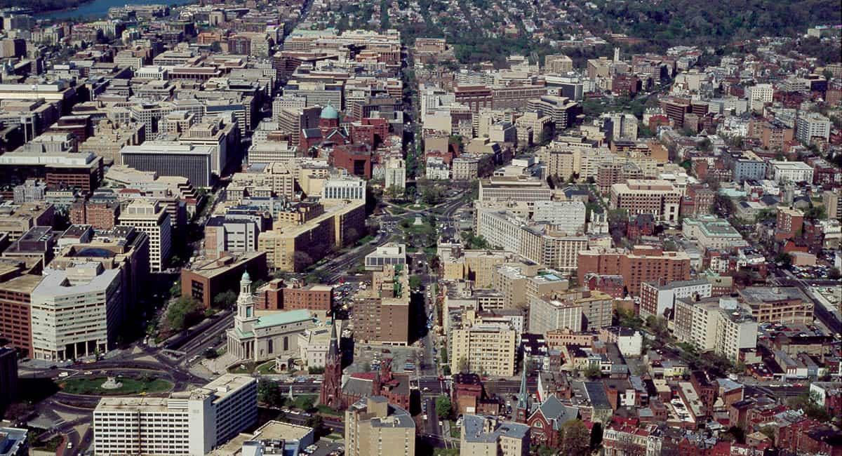 Aerial view of Dupont Circle in DC